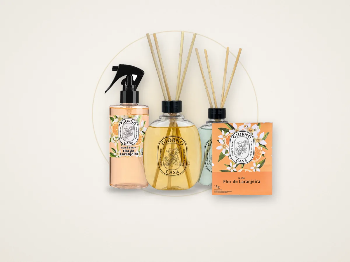 Home spray, difusor de ambientes e sachê perfumado Giorno Casa Flor de Laranjeira