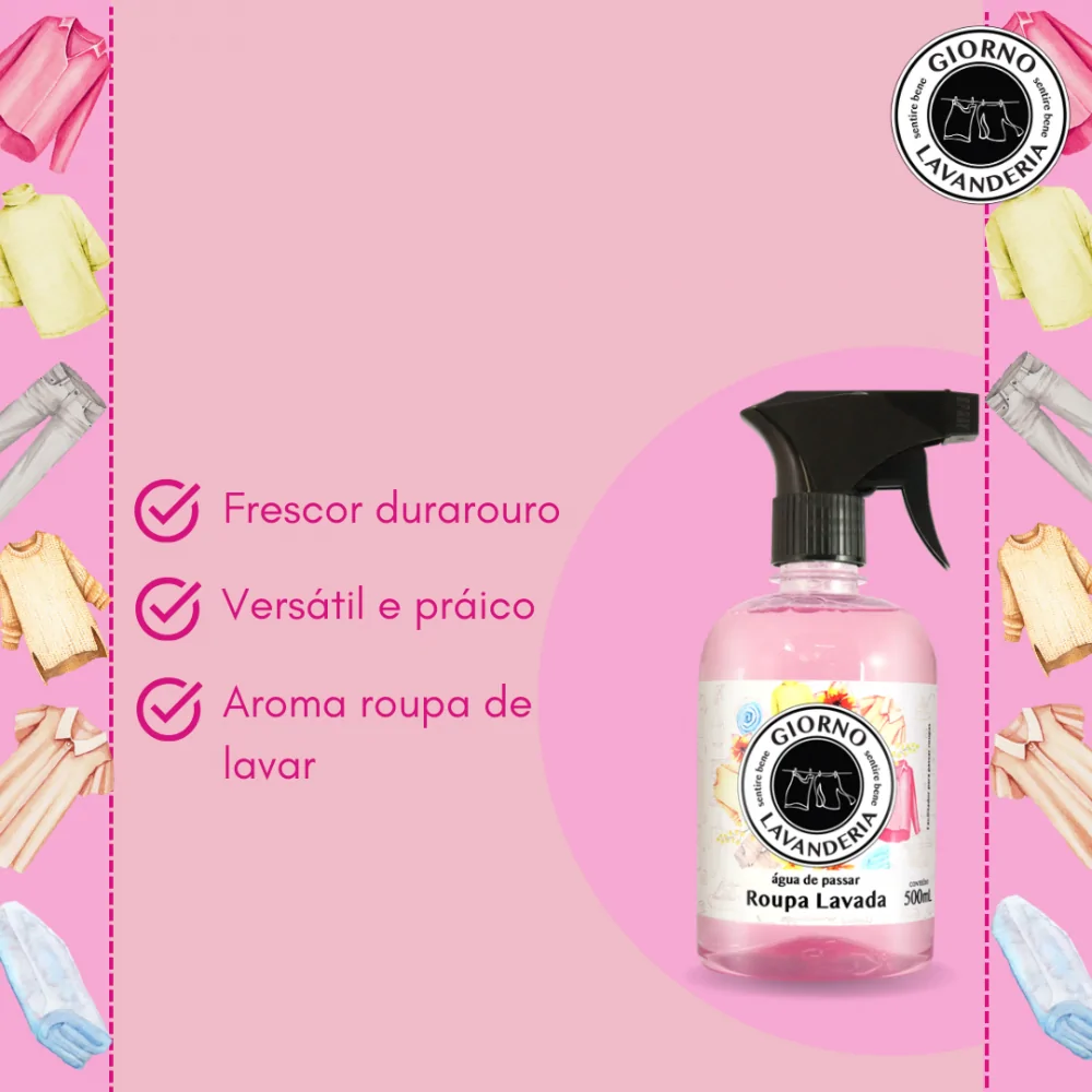 Água de Passar Giorno Lavanderia Roupa Lavada 500ml