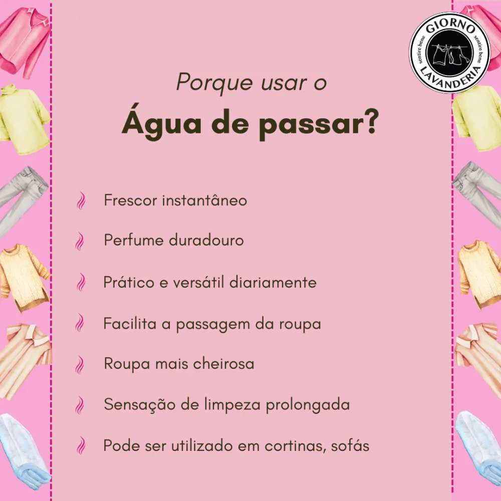 Água de Passar Giorno Lavanderia Roupa Lavada 500ml