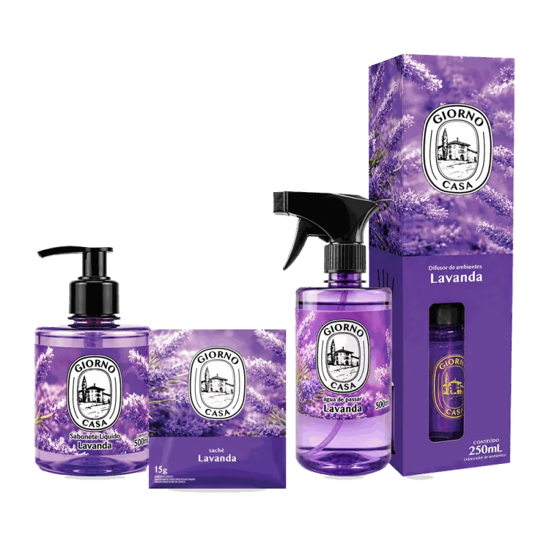 Super Kit Giorno Casa com sabonete líquido, água de passar, sachê, home spray e difusor